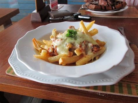 resep   membuat french fries  beef bolognaise  cheese