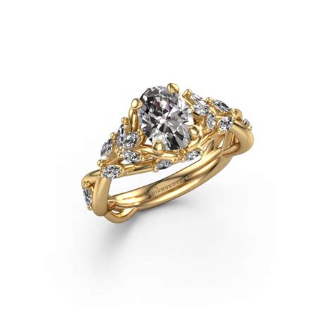 Unique Special Gold Engagement Ring Oval Lab Grown Diamond Samantha Ovl