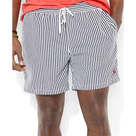 Lyst Polo Ralph Lauren Striped Swim Trunks In Blue For Men