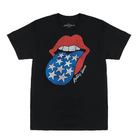 Americana Tongue Unisex Black T Shirt The Rolling Stones