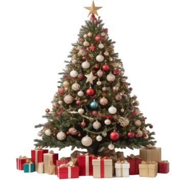 Christmas Tree With Christmas Ornaments And Star Christmas Tree With