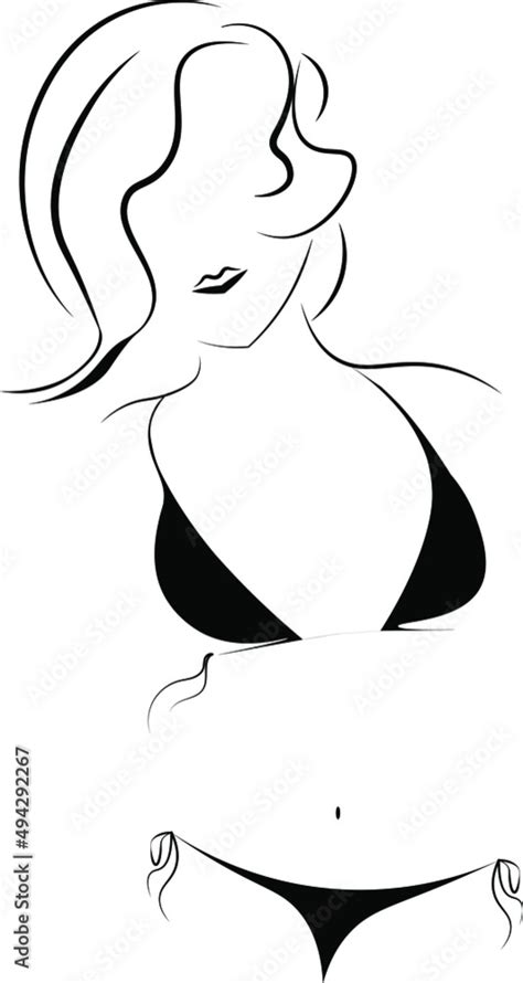 Woman In The String Bikini Swimwear Stock Image Swimsuit Vector Outlines Stock Vector Adobe