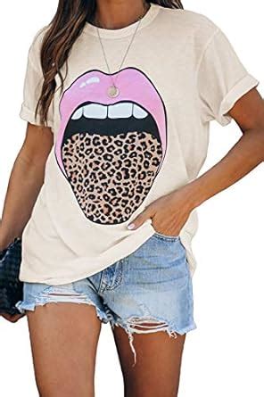 Buy Reachme Womens Cute Oversized Colorful Lips Printed T Shirt Trendy