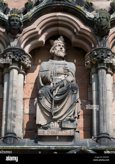 Statue Of Edward I On The West Front Of Lichfield Cathedral Lichfield