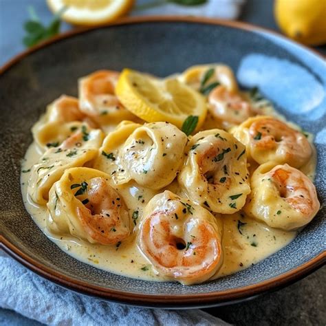 Tortellini aux Crevettes avec Sauce Crèmeuse au Citron et Ail