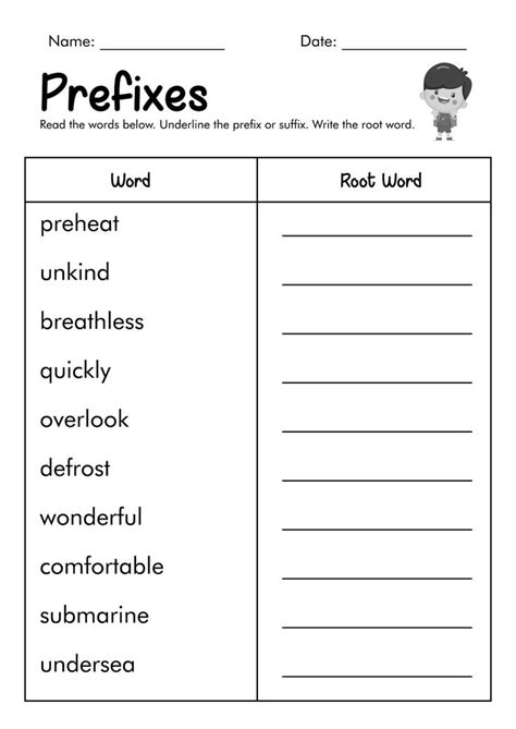 Free Printable Prefix Worksheets Th Grade Prefix Worksheet