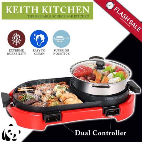 Dual Temperature Control In Multifunction Korean Bbq Electronic Pan