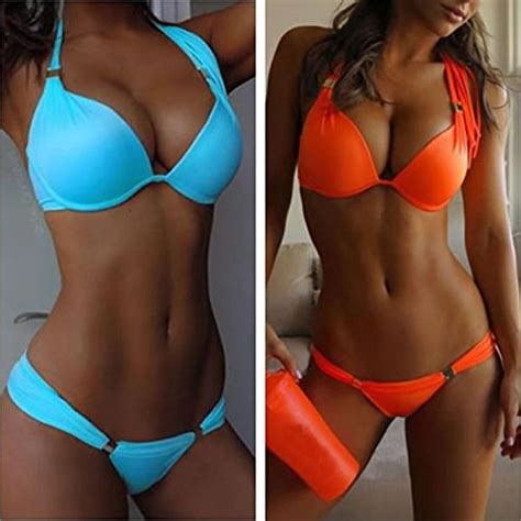 Buy Women Sexy Bikini Set Bandeau Triangle Push Up Bra Swimsuit Beachwear Swimwear Online At