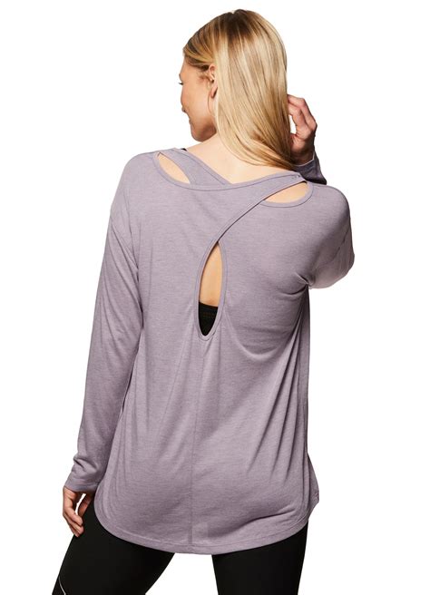 Rbx Rbx Active Women S Long Sleeve Lightweight Open Back Yoga Top