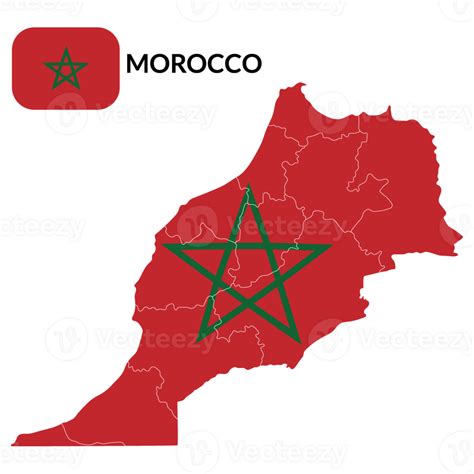 Map Of Morocco With National Flag Of Morocco 39147798 Png