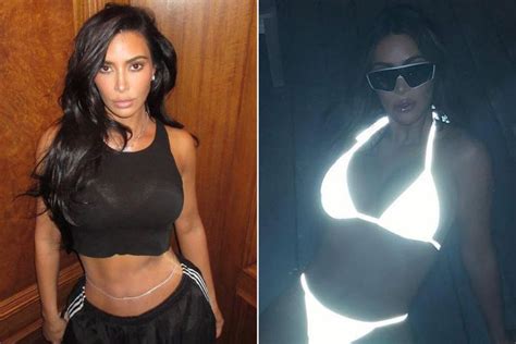 Kim Kardashian Poses In Glowing White String Bikini