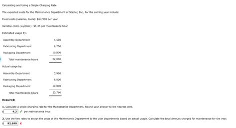 Solved Calculating And Using A Single Charging Rate The Chegg