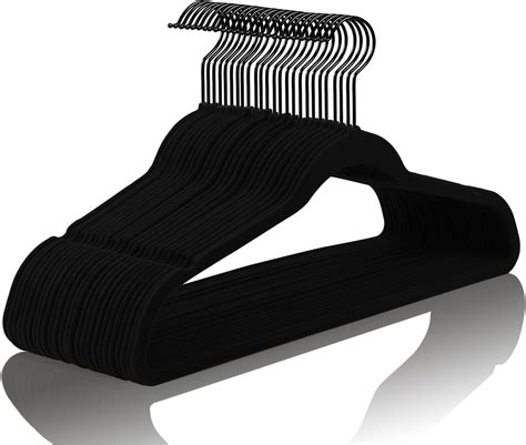 Amazon MIZGI Premium All Black Velvet Hangers With Black Hooks 30