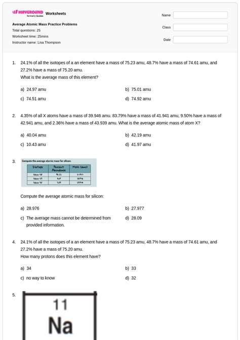 Calculating Percent Abundance Of Isotopes Worksheet