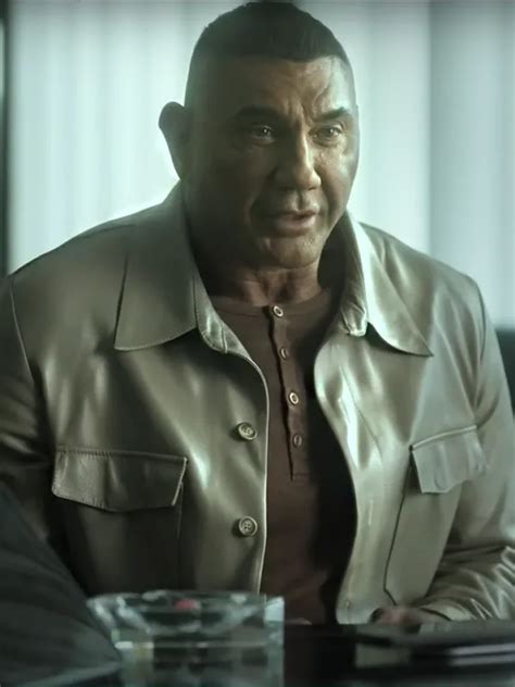 The Killers Game Dave Bautista Grey Leather Jacket