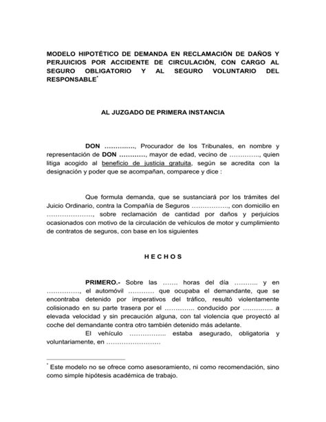 reclamación de daños y perjuicios por accidente de circulación