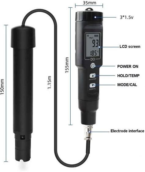 Dissolved Oxygen Meter Digital Analyzer Oxygen Detector Pen Shaped 0 0