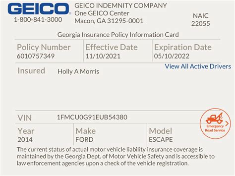 Fake Geico Insurance Card Template