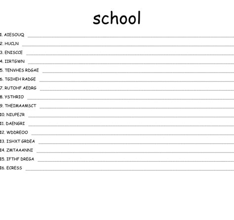 School Word Scramble Wordmint