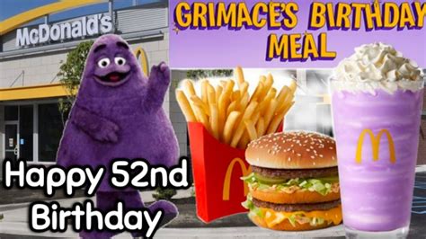 Mcdonalds New Grimaces 52nd Birthday Meal And Grimace Shake Youtube