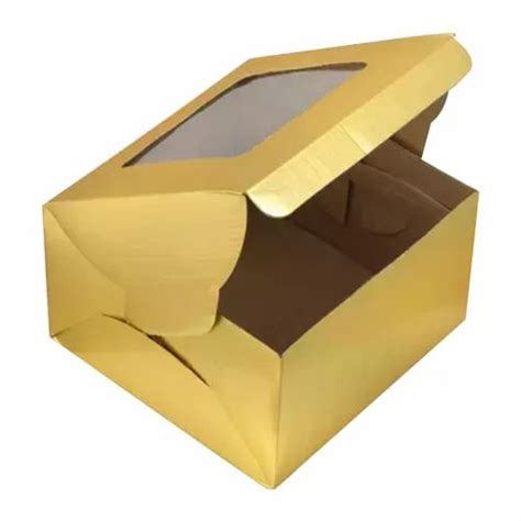 Non Printed Duplex Paper Golden Cake Boxes 500 Gram Without Window At