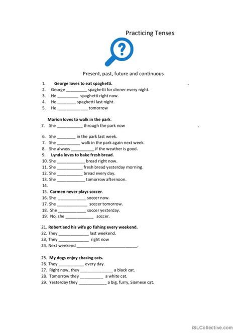 Present Past Future And Continuous… English Esl Worksheets Pdf And Doc