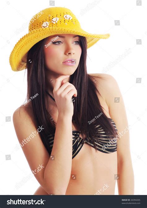 Beautiful Sexy Woman Yellow Hat Bikini Stock Photo Shutterstock