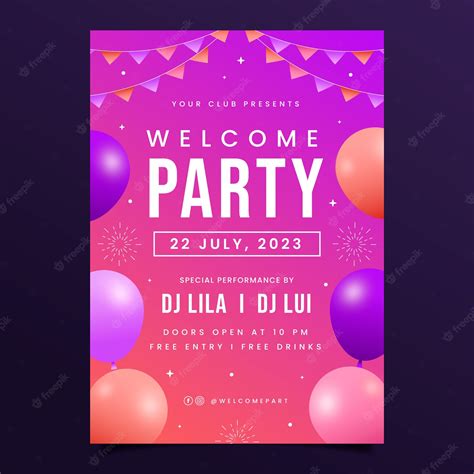 Premium Vector | Gradient welcome party poster