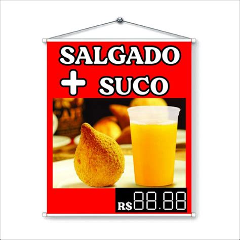 Banner Salgado Suco 50x60cm Lona Ultra Resistente MercadoLivre