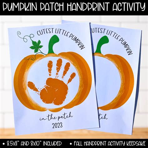 2024 Halloween Pumpkin Handprint Footprint Toddler Baby Printable Art