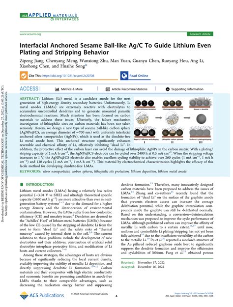 PDF Interfacial Anchored Sesame Ball Like Ag C To Guide Lithium Even