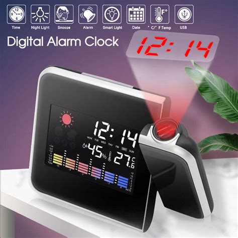 Smart Digital Led Projection Alarm Clock Temperature Time Projector Lcd