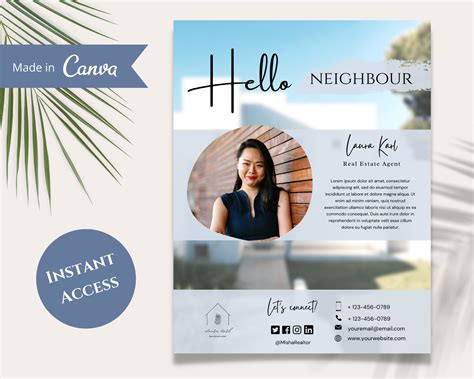 Real Estate Agent Introduction Flyer Template Realtor Hello Neighbour