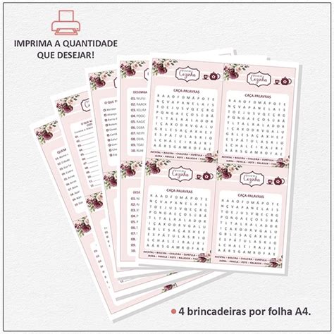 Kit Brincadeiras de Chá de Cozinha Marsala e Nude Estúdio Creatus