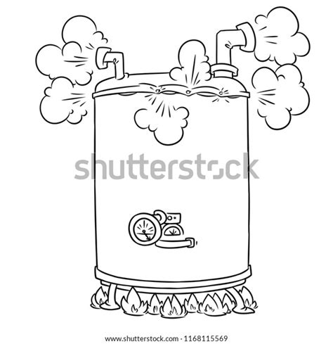 Boiling Steam Boiler Cartoon Illustration Isolated Stock Illustration