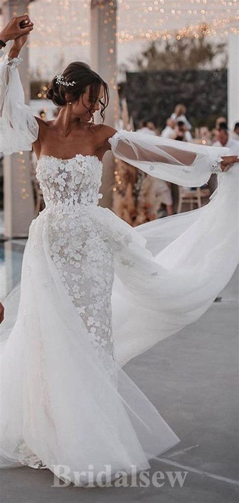 Charming Lace Appliques Mermaid Detachable Princess Classy Fairy Beach