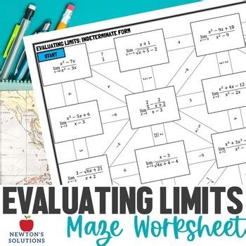 Evaluating Limits Indeterminate Form Maze Activity By Newton S Solutions