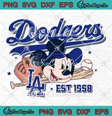 Los Angeles Dodgers Est Svg Mickey Mouse Baseball Mlb Svg Png