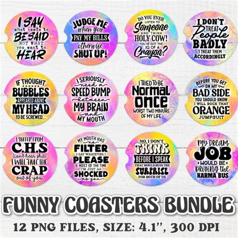 Snarky Car Coaster Sublimation Designs Etsy