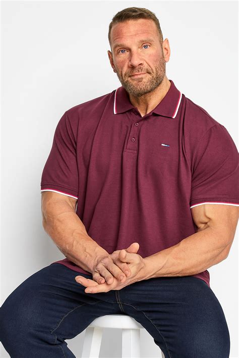 Badrhino Big Tall Dark Red Essential Tipped Polo Shirt Badrhino