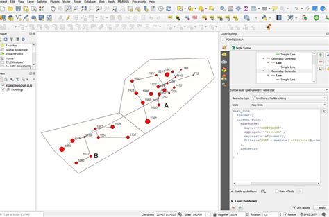 Qgis Connecting Points To The Two Closest Highest Values Grouped By