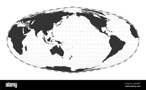 Vector World Map Foucaut S Sinusoidal Projection Plain World