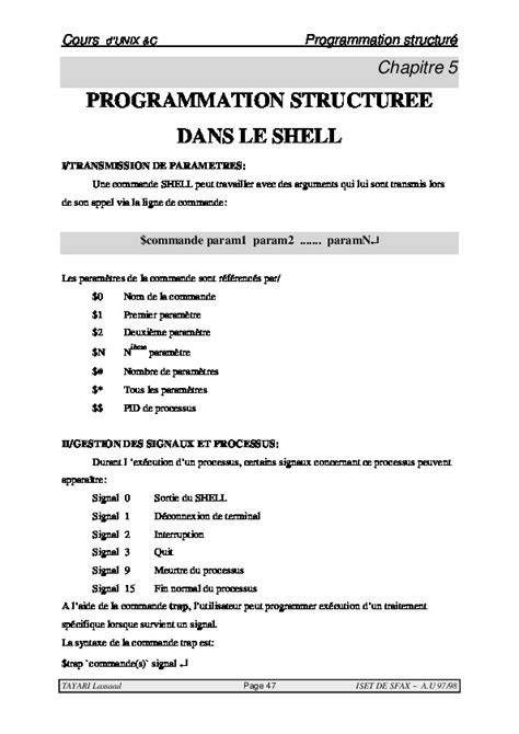 Programmation structuré dans le Shell Télécharger cours informatique