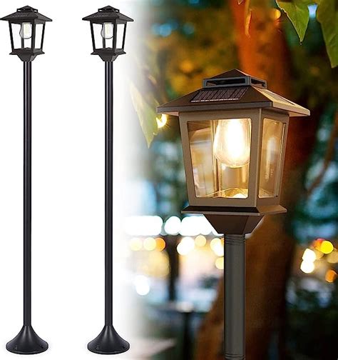 63 Solar Lamp Post Lights Outdoor 2 Pack Aluminum Floor Lamp