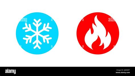 Conjunto de iconos de frío y calor Señal de fuego y copos de nieve