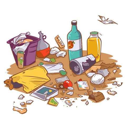 Litter Clipart Cartoon Illustration Of Waste Garbage And Various Items