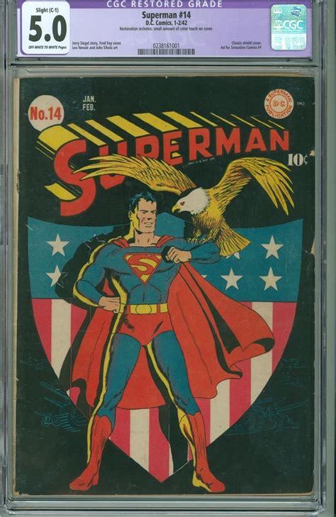 Superman 14 Cgc 50 Restored Dc Comics 1942 Golden