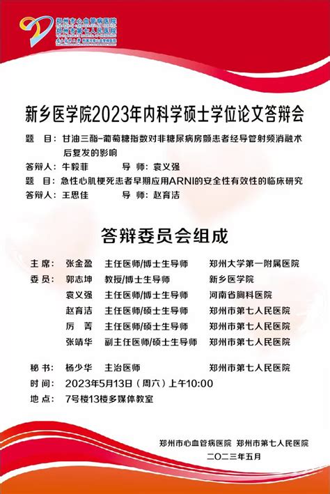 2023上半年新乡医学院郑州市第七人民医院硕士学位论文答辩会 党委研究生工作部