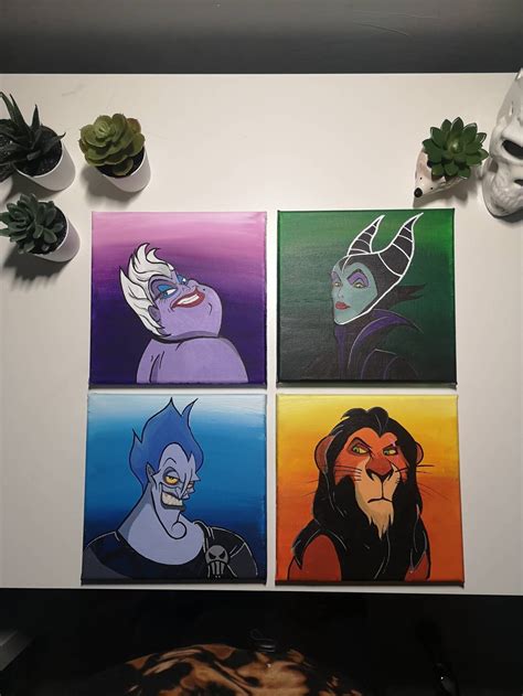 Disney Villains acrylic canvas paintings | Etsy