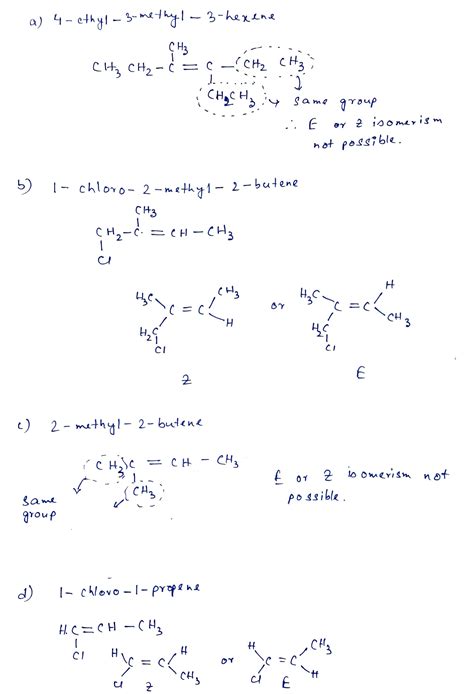 Solved Which Of The Following Alkenes Or Alkenes Can Assume A Z Or An